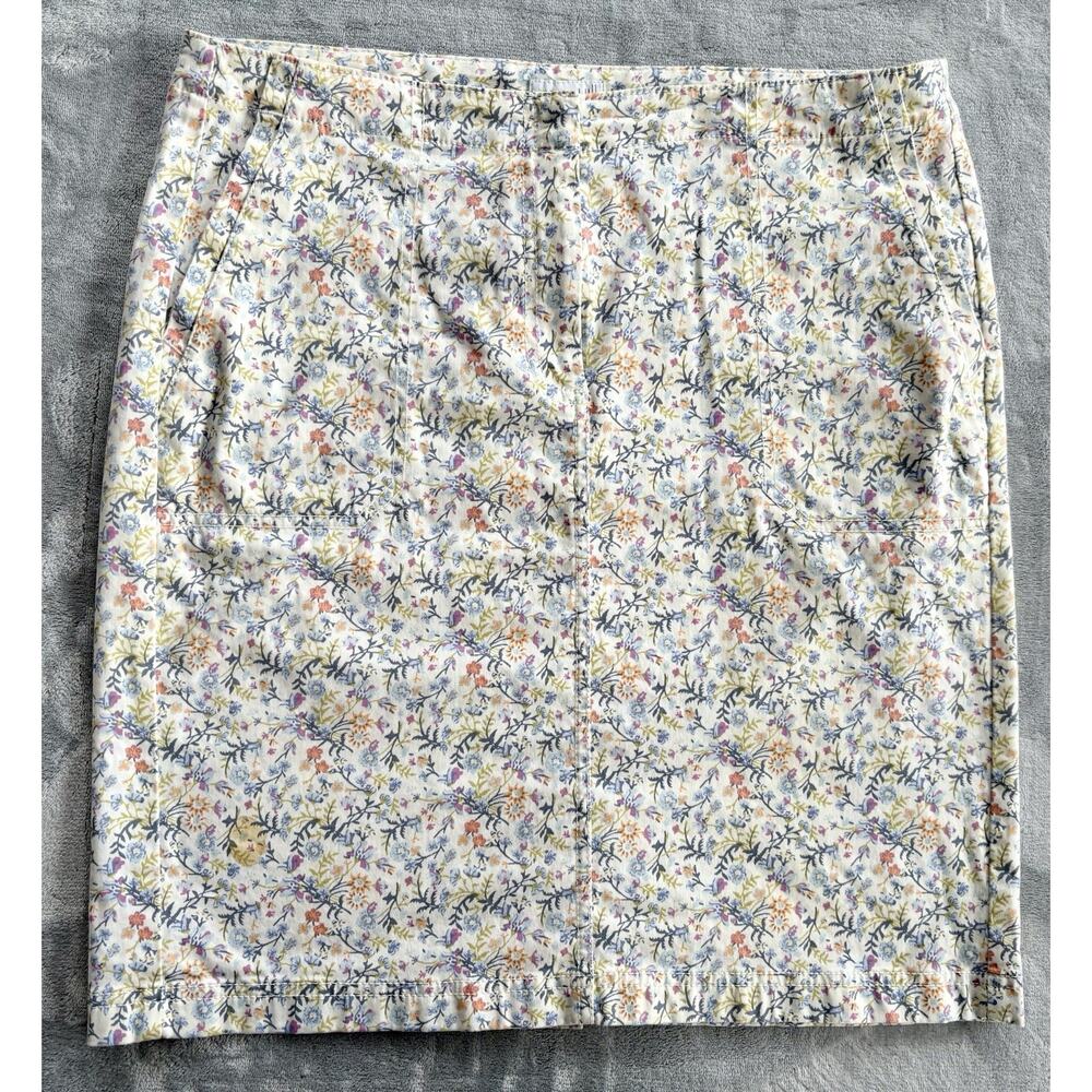 J. Jill Live-In Chino Skirt Women's Sz 6 White Floral Stretch 4 Pockets Spring
